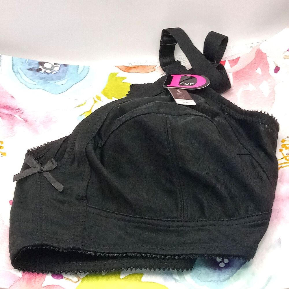 SOFRA D CUP Black Bra Lace Bow Accents 42D Polyester Spandex Hand Wash